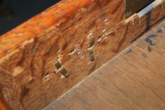 An early 18th century walnut and featherbanded bureau, W.3ft